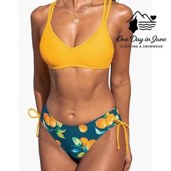 Cupshe Cross Front Tie Back Tie Side Bikini Swimsuit Size L - Picture 1 of 7